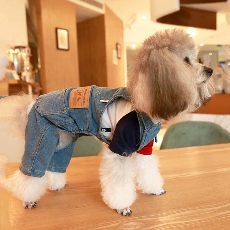 Fashion Pet Jean Clothes Overalls for Dogs Denim Strap Pant Jumpsuit for Small Medium Dogs 2021 Design French Bulldog Apparel