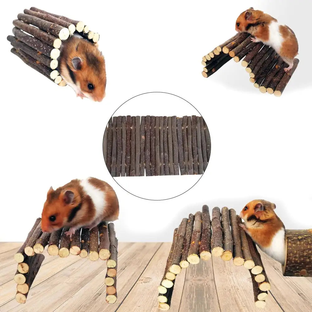 Hamster Dodging Tunnel Hamster Molar Toy Apple Wooden Arch Bridge Pet Rabbit Chinchilla Guinea Squirrel Bite Molar Chewing Toys