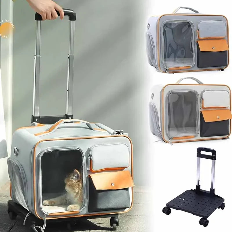 Pet Backpack Portable Pet Stroller Trolley Cases Suitcases Small dog cat Backpack  Anti Cat Stress Sense Of Safety Pets Bags