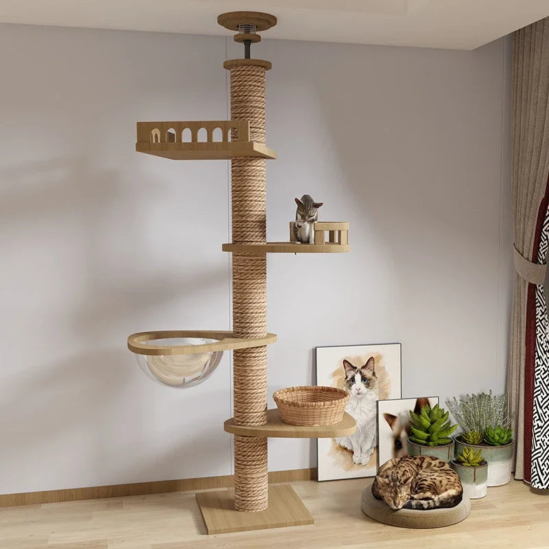 Cat Supplies Wooden Cats Tree House Cat Toys Kitten Climbing Scratching Tower Multifunction Pet Furniture Cat Climbing Frame