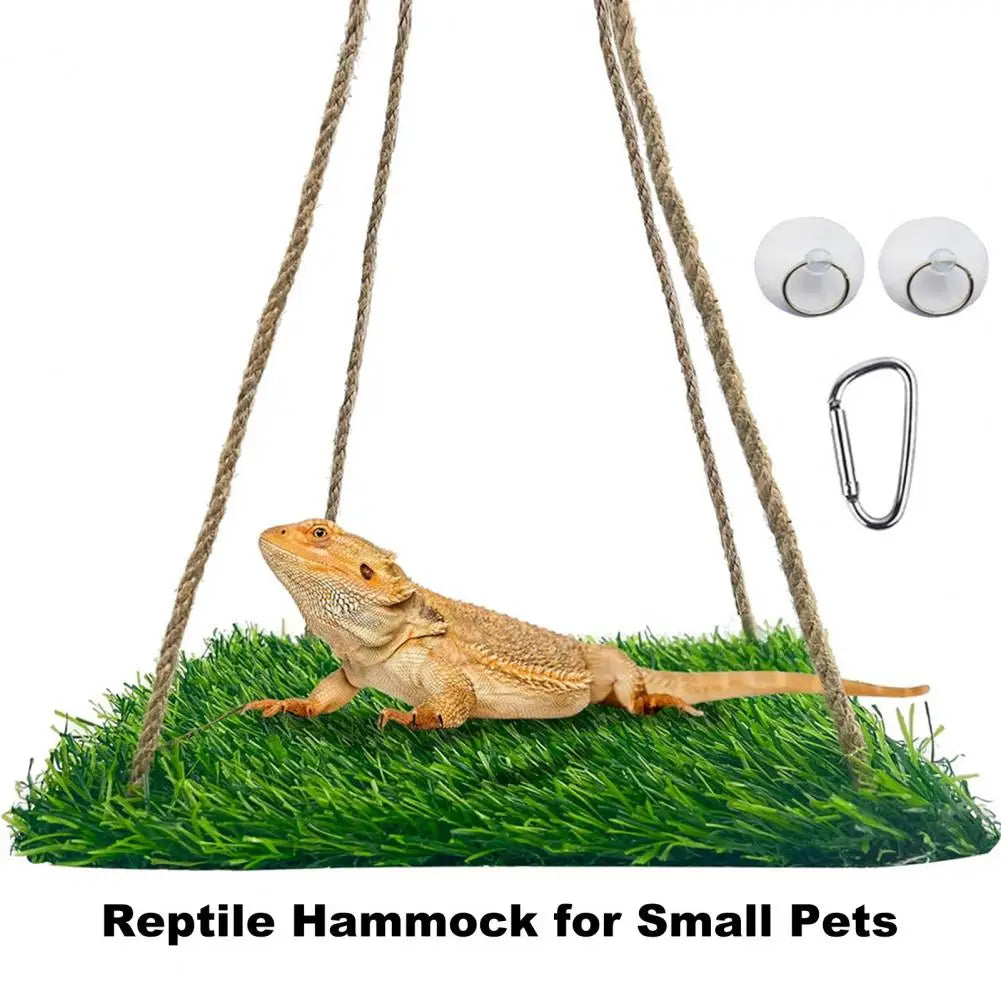 Reptile Hammock with Adjustable Rope Guinea Pigs Hanging Bed Small Pet Swing Mat Climbing Platform Toy for Lizards Hamsters