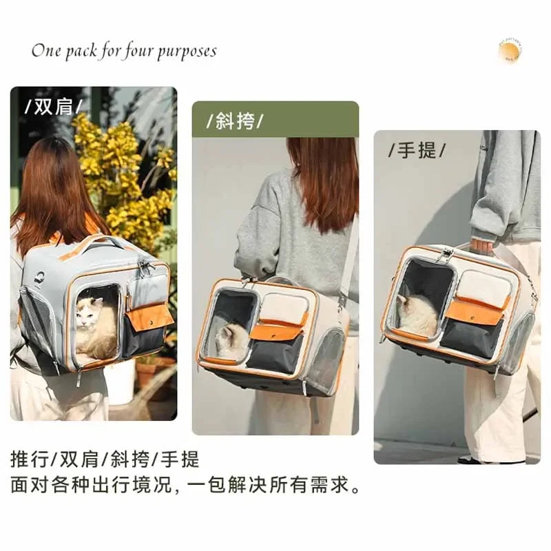 Pet Backpack Portable Pet Stroller Trolley Cases Suitcases Small dog cat Backpack  Anti Cat Stress Sense Of Safety Pets Bags