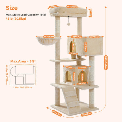 Free Shipping  Multi-Level Cat Tree For Cats With Cozy Perches Stable Cat Climbing Frame Cat Scratch Board Toys Cat Furniture