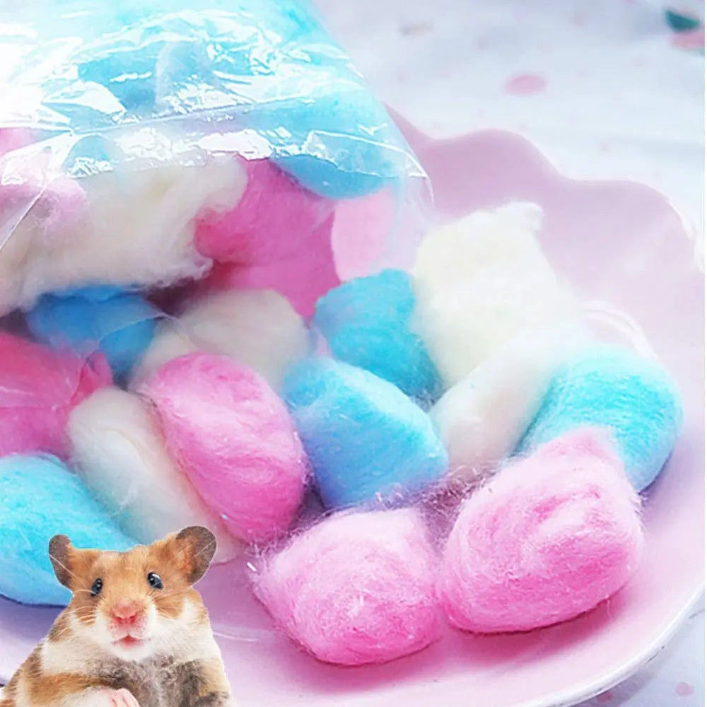 100pcs Colorful Winter Keep Warm Cotton Ball Bedding Small Pet Supplies Hamster Nest Filler Sawdust Hedgehog Guinea Pig Birds