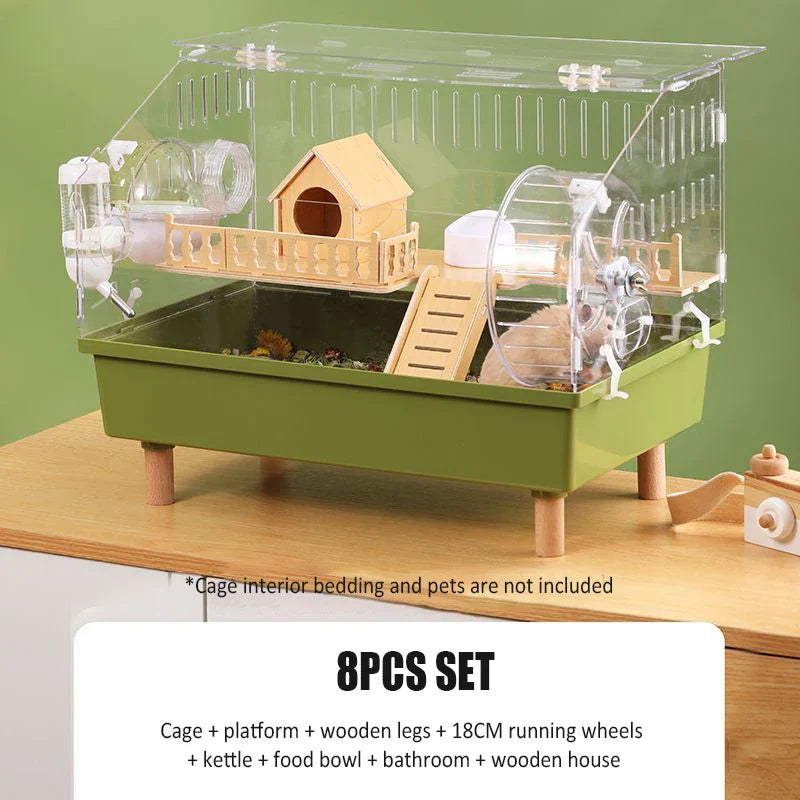 Transparent Hamster Cage Acrylic Hamster Habitat House Breathable Rabbit Chinchilla Guinea Pig Cage Small Animal Breeding Box