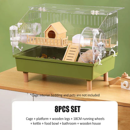 Transparent Hamster Cage Acrylic Hamster Habitat House Breathable Rabbit Chinchilla Guinea Pig Cage Small Animal Breeding Box