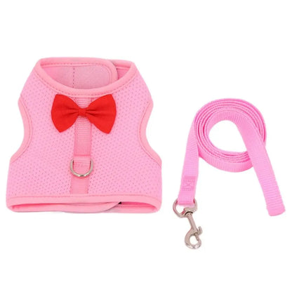 2pcs Pet Accessories Soft Rabbit Harness and Leash Set No Pull Mesh Pet Harness Adjustable Portable Pet Chest Strap Hamsters