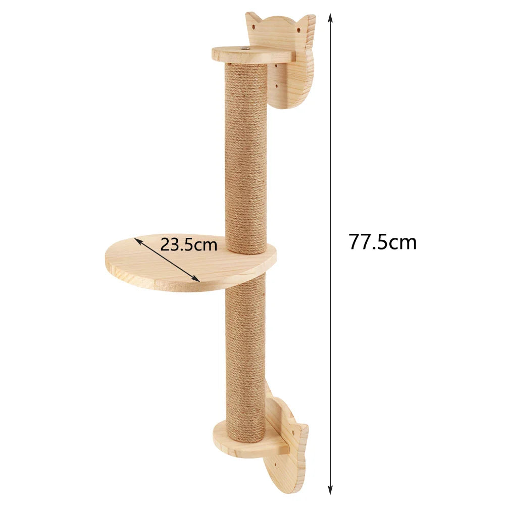 Wall Mounted Wooden Cat House Furniture Scratcher Shelves Climbing Ladder Perch Cat Bridge and Jumping Platform for Kitten Play