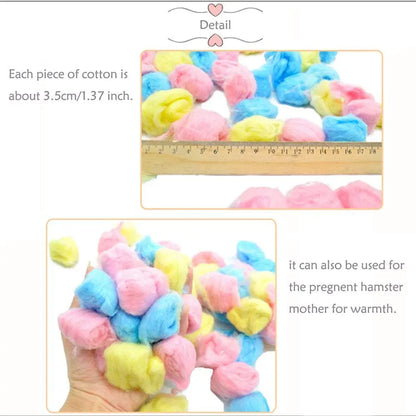 100pcs Colorful Winter Keep Warm Cotton Ball Bedding Small Pet Supplies Hamster Nest Filler Sawdust Hedgehog Guinea Pig Birds